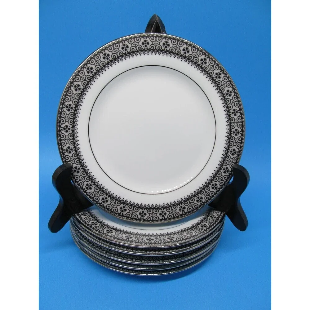 Noritake  Segovia Set Of 6 Black And White 6 1/2